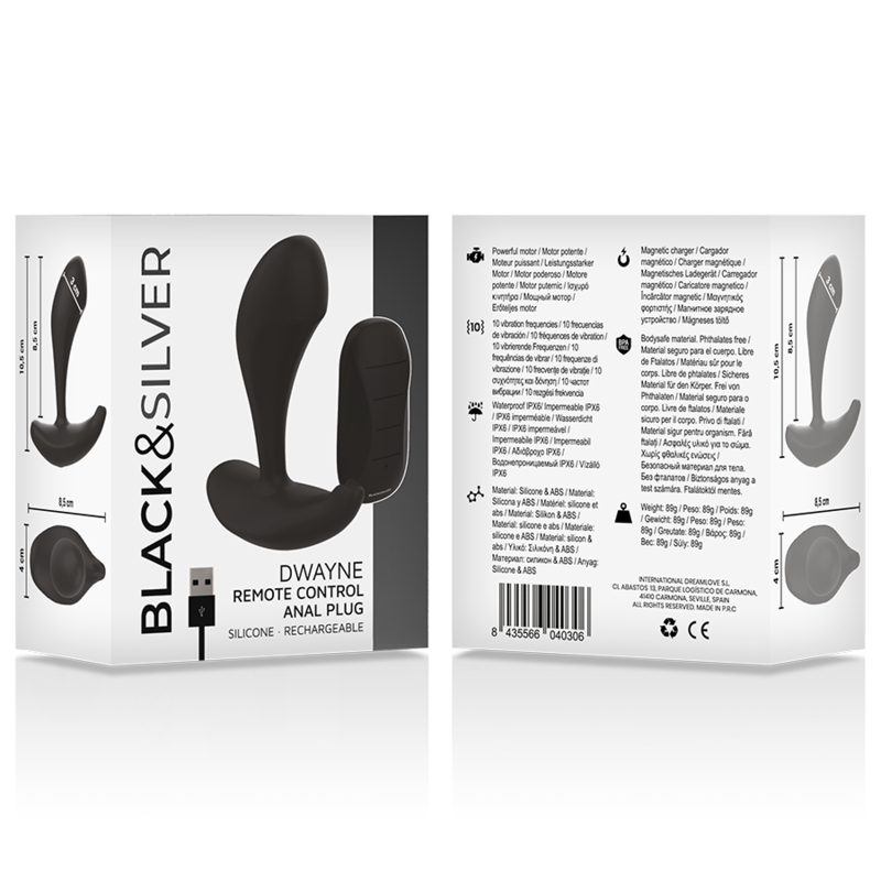 BLACK&SILVER – Controle Remoto De Silicone Dwayne Anal Plug - Image 6