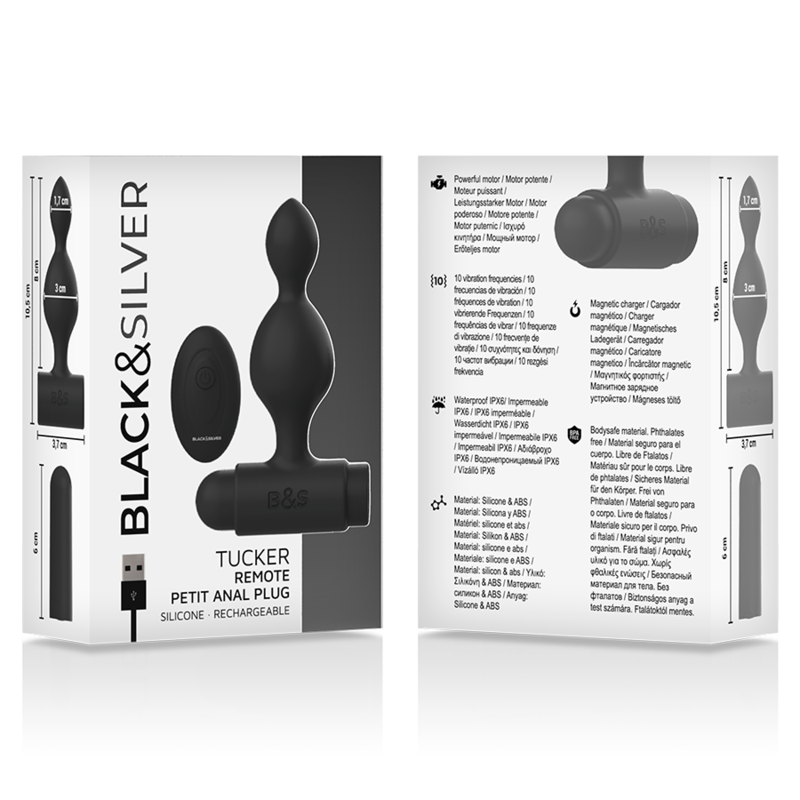 BLACK&SILVER – Controle Remoto De Plug Anal De Silicone Tucker Pequeno - Image 6