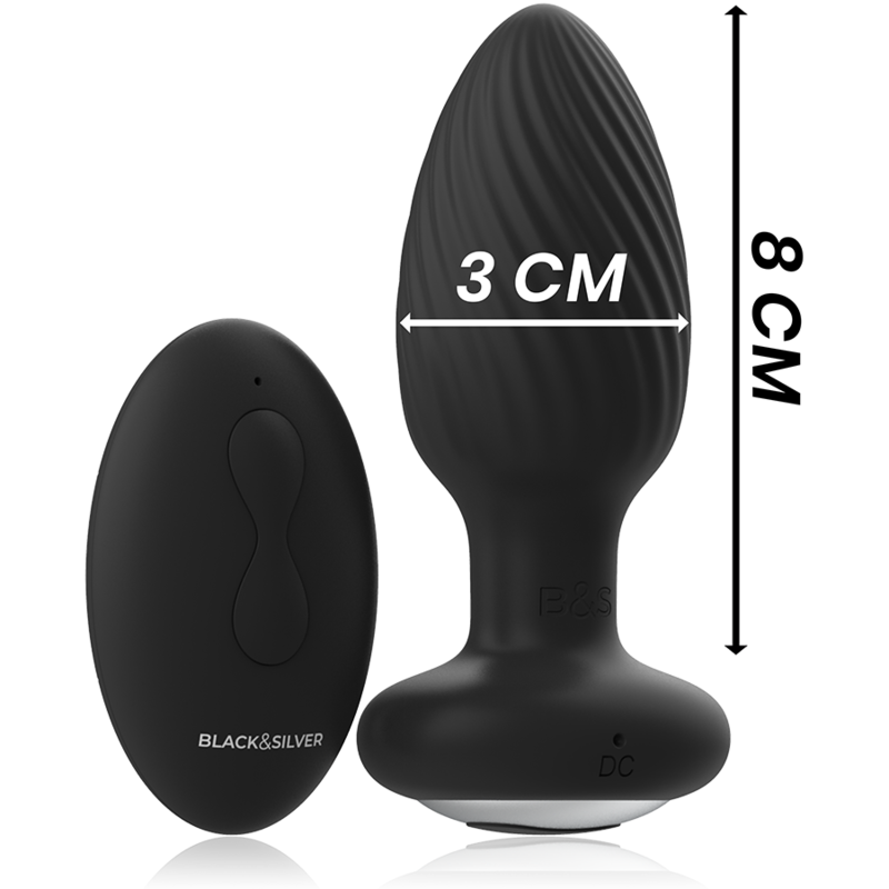 BLACK&SILVER – Plug De Poços Silicone Anal Rotator Controle Remoto - Image 4