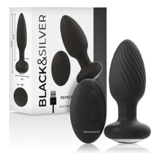 BLACK&SILVER – Plug De Poços Silicone Anal Rotator Controle Remoto