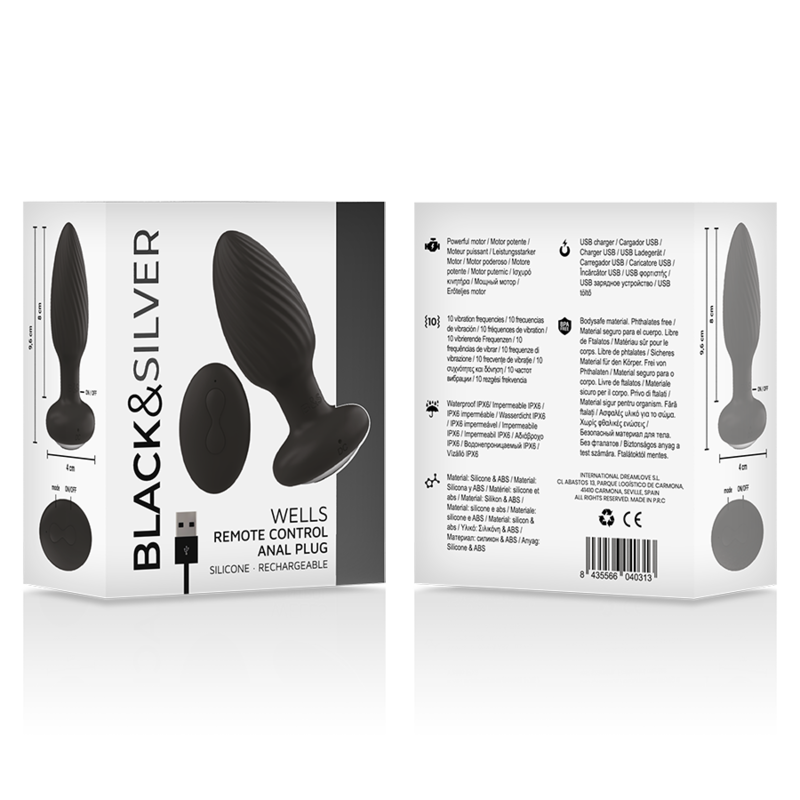 BLACK&SILVER – Plug De Poços Silicone Anal Rotator Controle Remoto - Image 5