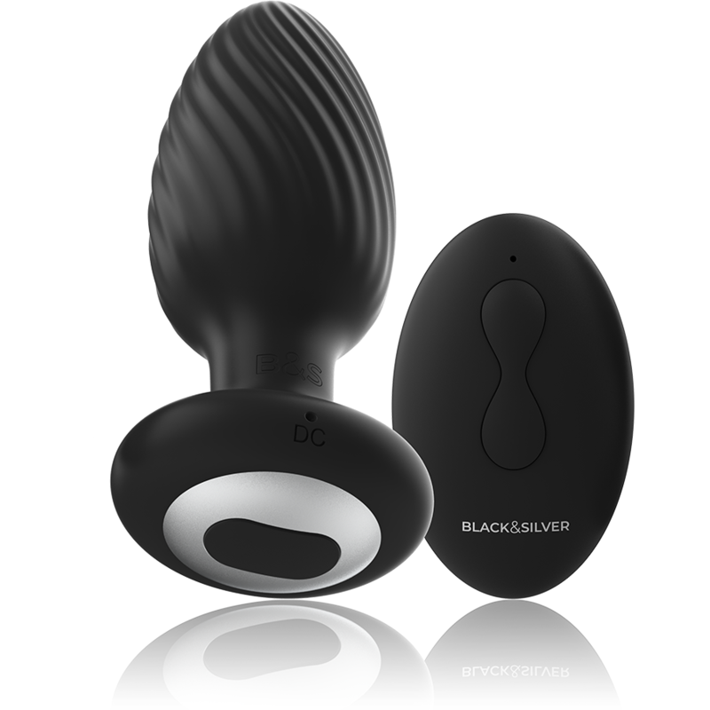 BLACK&SILVER – Plug De Poços Silicone Anal Rotator Controle Remoto - Image 2