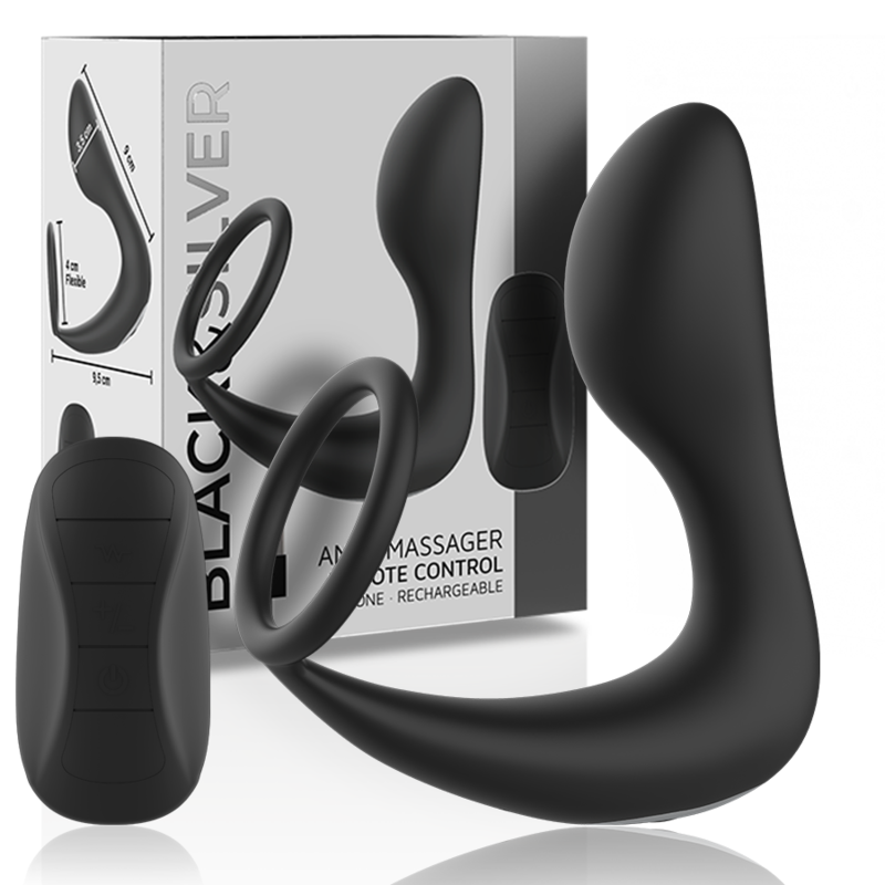 BLACK&SILVER – Massager Anal Com Controle Remoto Silicone Recarregvel Preto