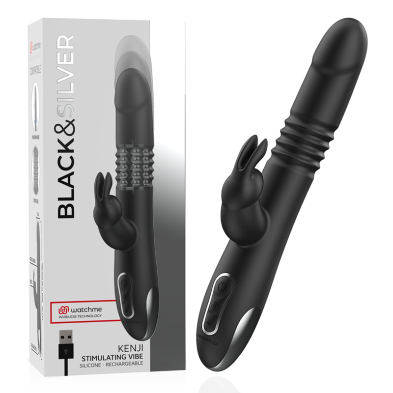 BLACK&SILVER – Kenji Vibrador Rabbit Up & Down + Controlo Remoto Watchme - Image 2