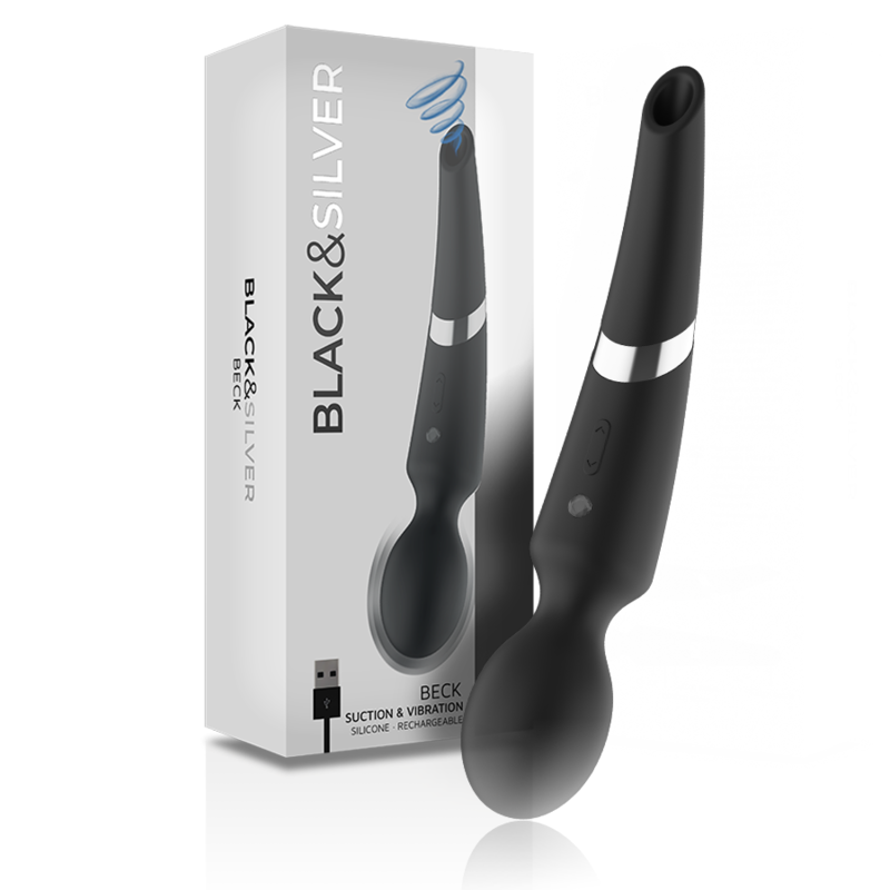 BLACK&SILVER – Beck Wand E Ventosa 2 Em 1 Silicone