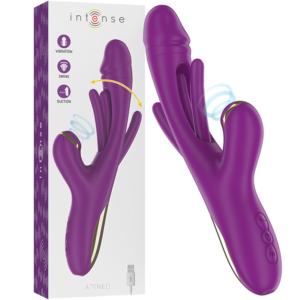 INTENSE HIGH TECH – Intense - Ateneo Vibrador Multifunções Recarregável 7 Vibrações Com Língua Oscilante E Sucção Roxa