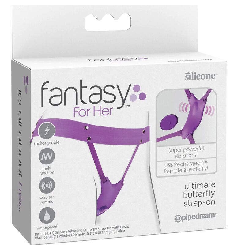 Fantasy for Her - Arnês de Borboleta Vibrante com Controle Remoto Recarregável Violeta - Image 5