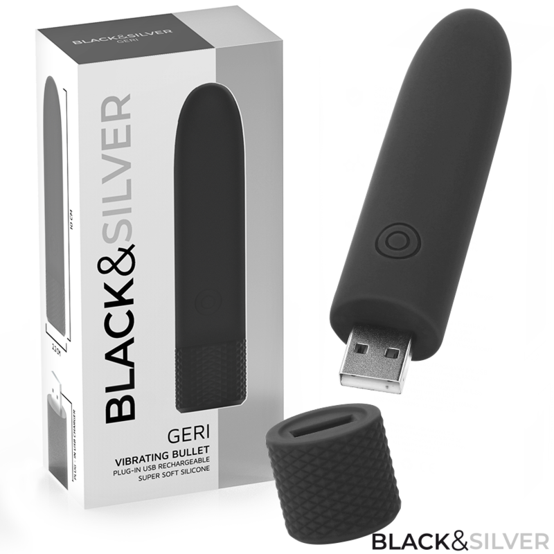 BLACK&SILVER – Black & Silver - Geri Usb Recarregável Vibratória Bullet 8 Vibrações Preto 10 X 2,2 Cm