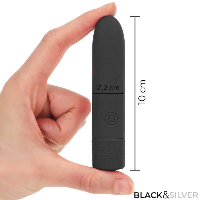 BLACK&SILVER – Black & Silver - Geri Usb Recarregável Vibratória Bullet 8 Vibrações Preto 10 X 2,2 Cm - Image 5