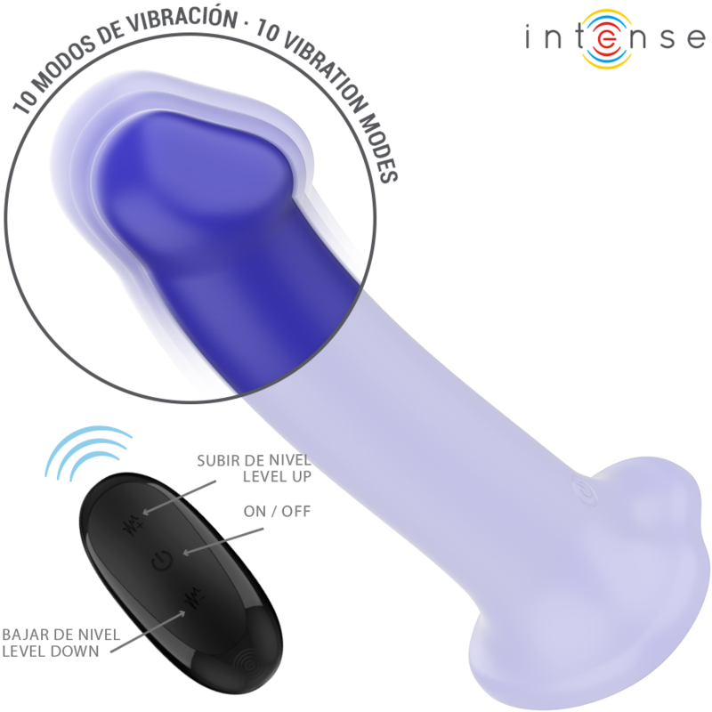 INTENSE REMOTE CONTROL – Intense - Vibrador Victoria Com Ventosa 10 Vibrações Azul Escuro Controle Remoto - Image 3