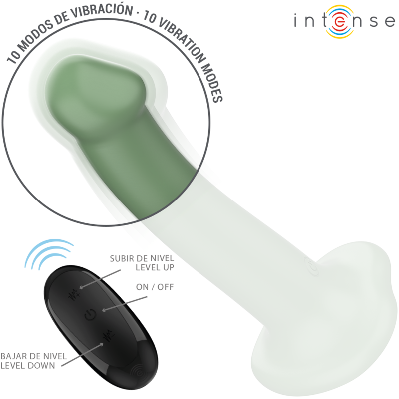 INTENSE REMOTE CONTROL – Intense - Vibrador Becca Com Ventosa 10 Vibrações Verde Controle Remoto - Image 3