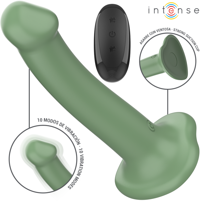 INTENSE REMOTE CONTROL – Intense - Vibrador Becca Com Ventosa 10 Vibrações Verde Controle Remoto