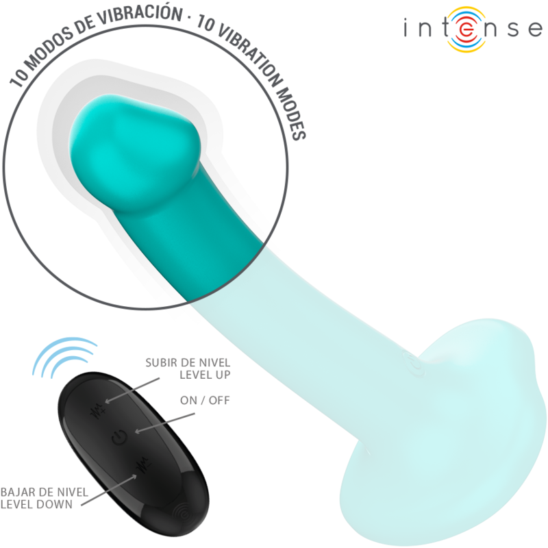 INTENSE REMOTE CONTROL – Intense - Vibrador Katie Com Ventosa 10 Vibrações Controle Remoto Azul - Image 3
