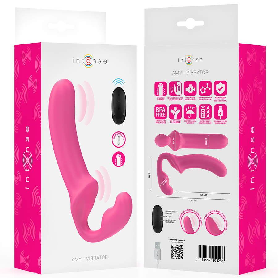 INTENSE REMOTE CONTROL – Intense - Amy Vibrador Duplo 20 Cm Rosa Controle Remoto - Image 8
