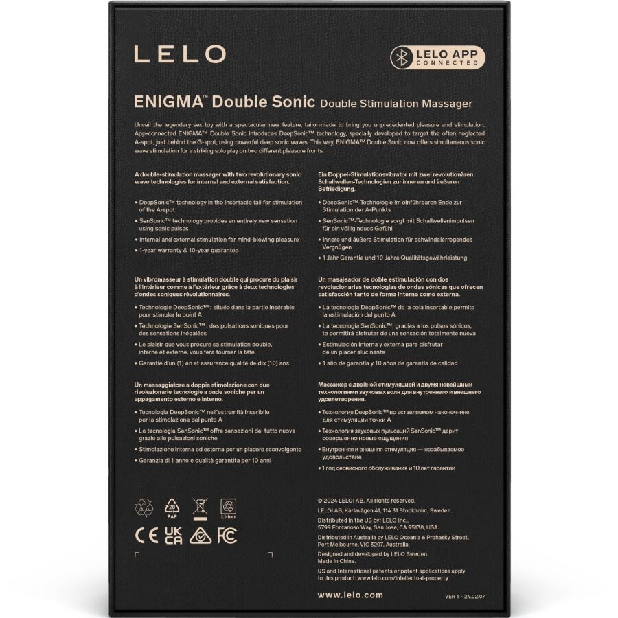LELO – Enigma Duplo Vibrador Sônico Ponto G Preto - Image 5