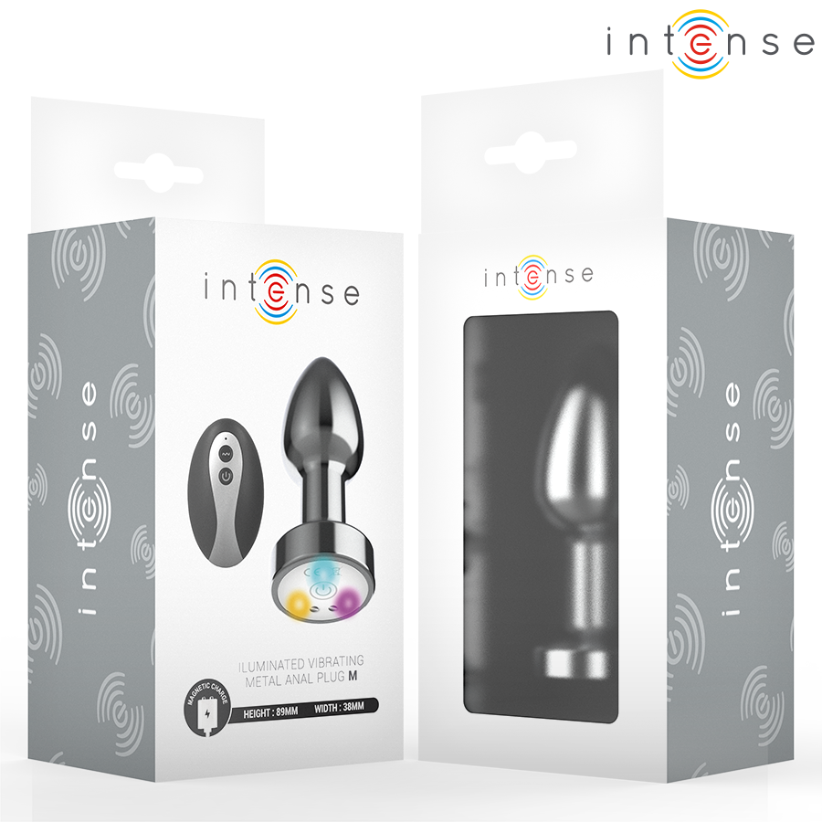INTENSE ANAL TOYS – Intense - Plug Anal De Metal Vibrante Com Luzes Led E Controle Remoto - Tamanho M - Image 3