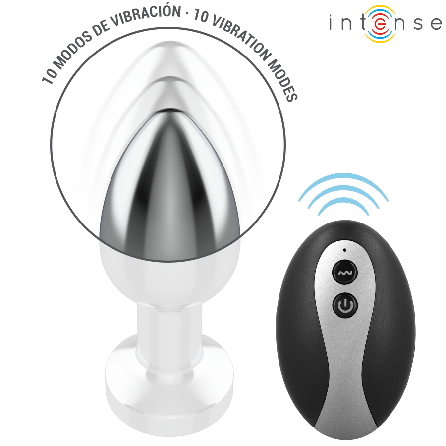 INTENSE ANAL TOYS – Intense - Plug Anal De Metal Vibrante Com Luzes Led E Controle Remoto - Tamanho M - Image 4