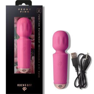 ROCKS-OFF – Mini Varinha Recarregável Com 16 Funções Rosa Peônia