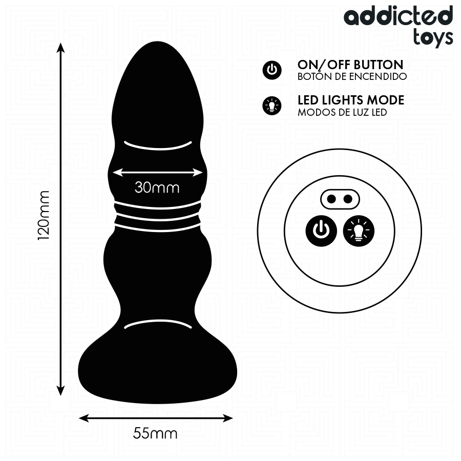 ADDICTED TOYS – Plug Anal Giratório Vibratório Com Luz Led E Controle Remoto - Image 6