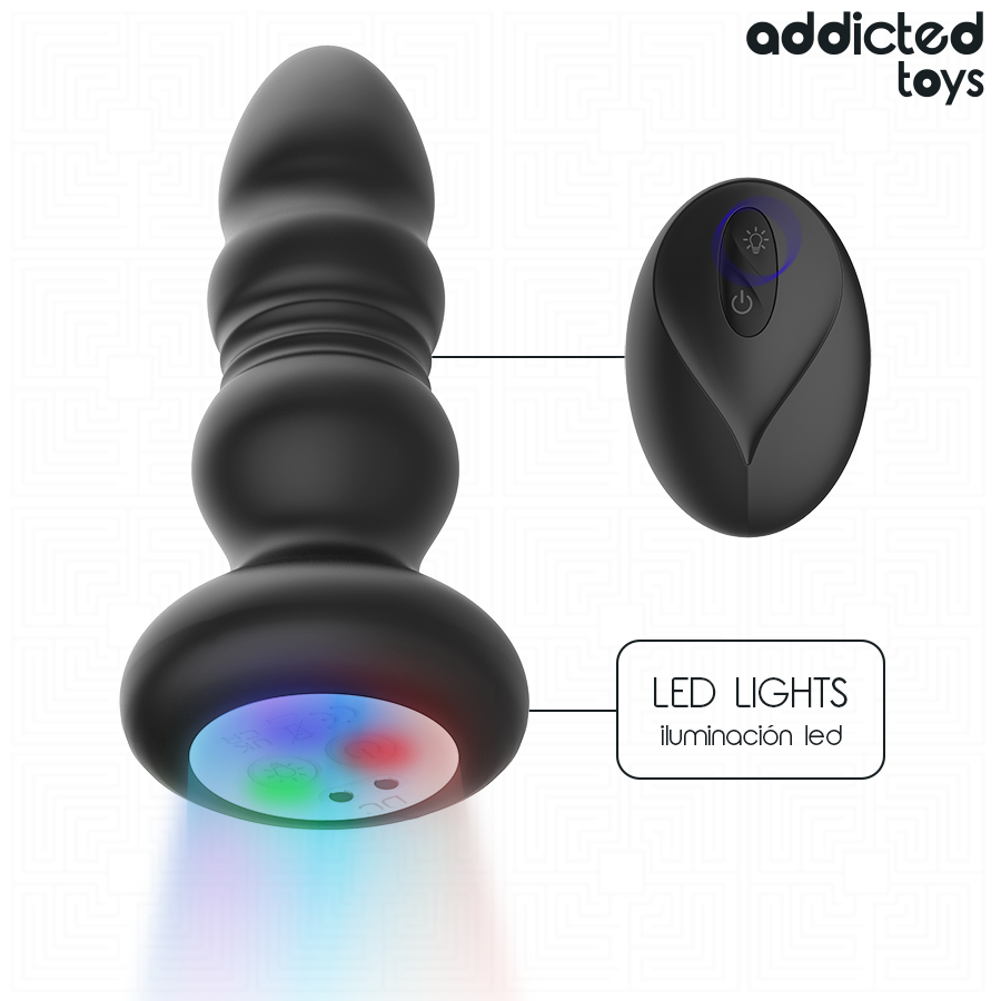 ADDICTED TOYS – Plug Anal Giratório Vibratório Com Luz Led E Controle Remoto - Image 2