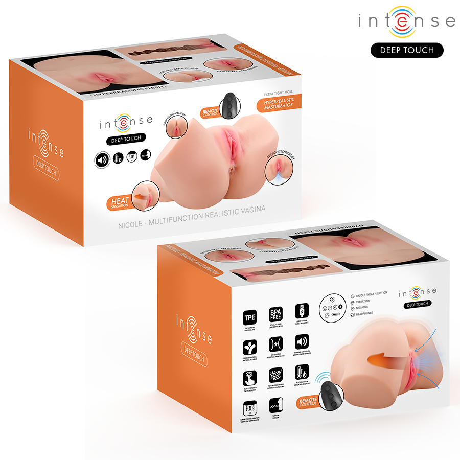 INTENSE BODIES & MASTURBATORS – Intense Deep Touch - Masturbador Vaginal Nicole Com Efeitos De Sucção, Calor, Vibração E Voz, Com Controle Remoto, 5.3 Kg - Image 3