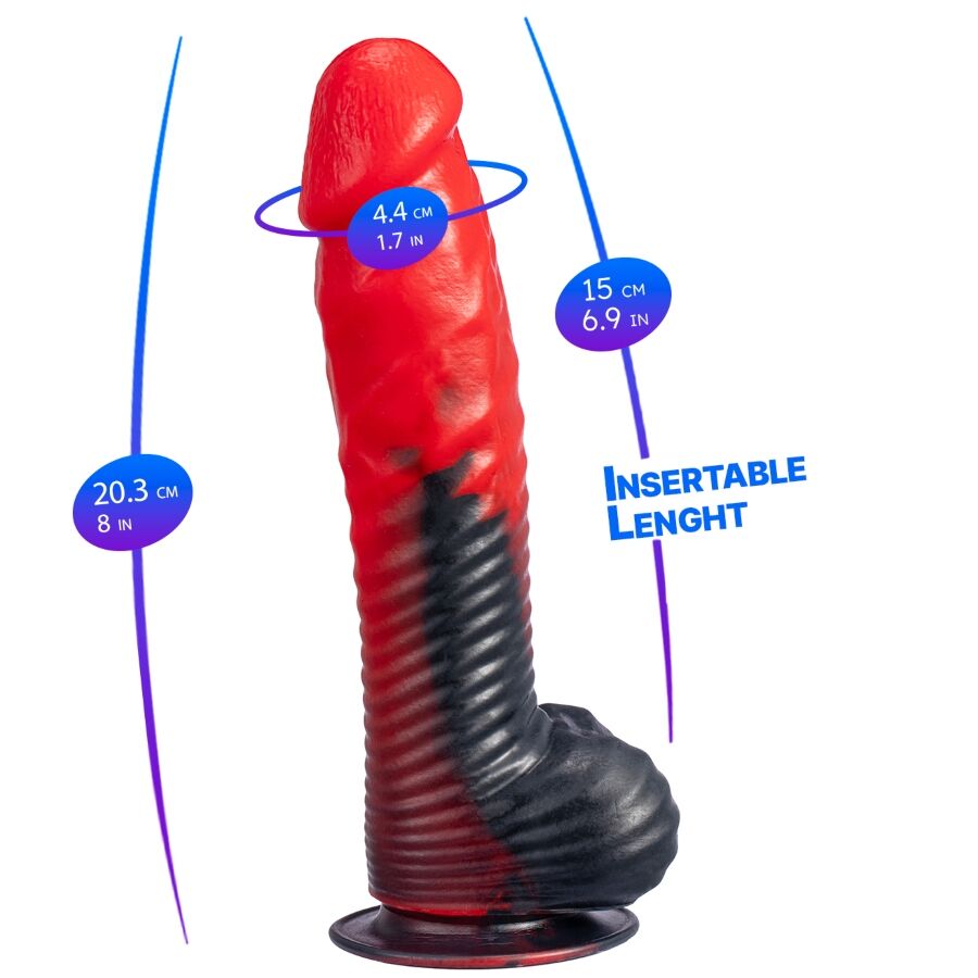 SILEXD - Devil Dildo Fantasia de Silicone Líquido Termoreativo Vermelho e Preto 20,3 cm - Image 2