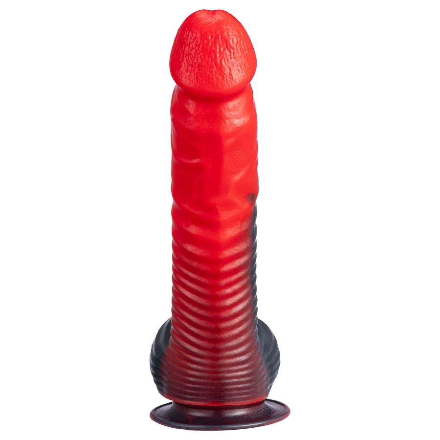 SILEXD - Devil Dildo Fantasia de Silicone Líquido Termoreativo Vermelho e Preto 20,3 cm - Image 3