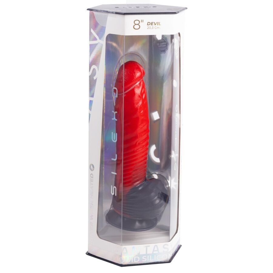 SILEXD - Devil Dildo Fantasia de Silicone Líquido Termoreativo Vermelho e Preto 20,3 cm - Image 8
