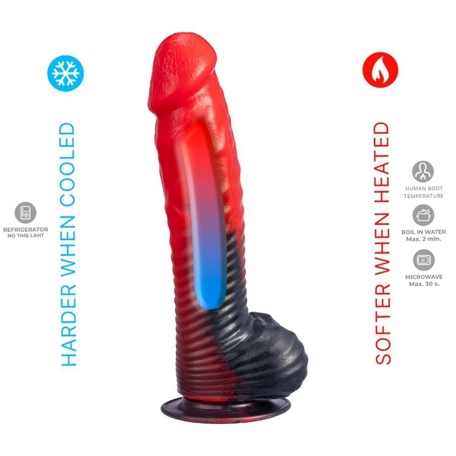 SILEXD - Devil Dildo Fantasia de Silicone Líquido Termoreativo Vermelho e Preto 20,3 cm - Image 5