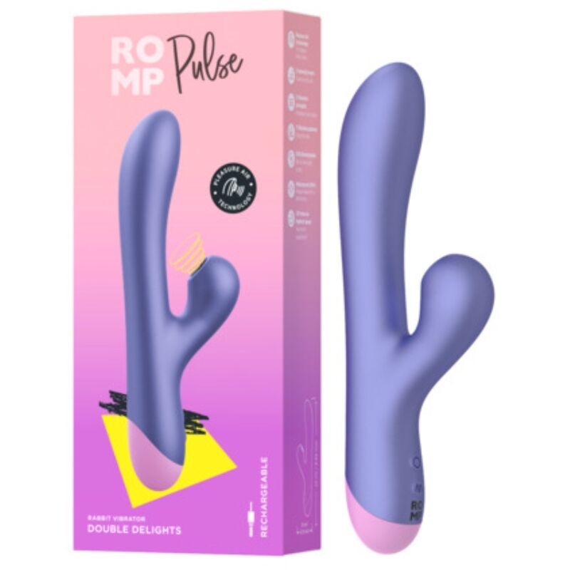ROMP – Pulse Rabbit Vibrador Duplo Para Ponto G Azul Elétrico - Image 12