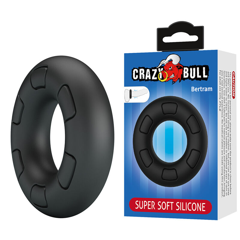 CRAZY BULL – Anel Peniano De Silicone Super Macio Bertram Preto