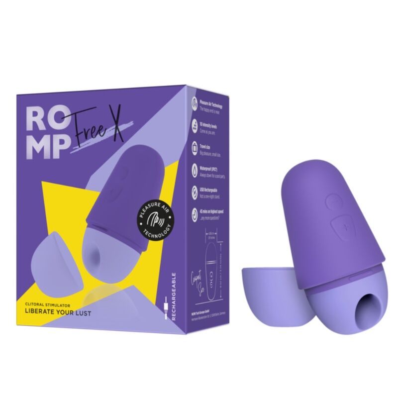 ROMP – Free X Estimulador Clitoriano Com Tampa, 10 Níveis, Recarregável, Roxo - Image 9