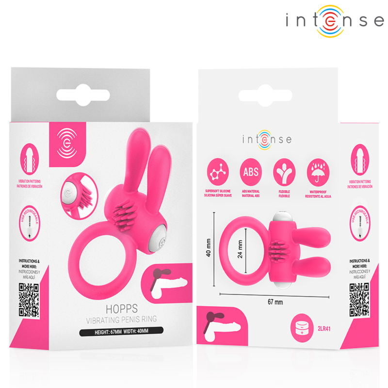 INTENSE FOR HIM – Intense - Anel Peniano Vibratório Hopps Com Estimulação Clitórica Rosa - Image 5