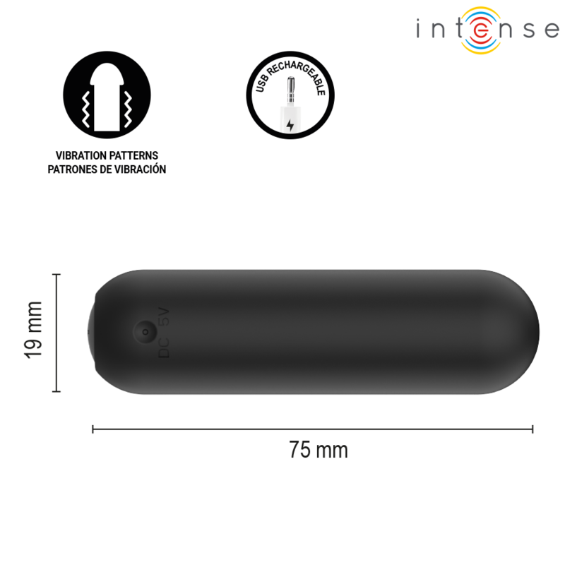 INTENSE REMOTE CONTROL – Intense - Judy Vibrador Bullet Recarregável Com Controle Remoto Preto - Image 5