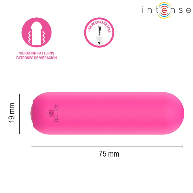 INTENSE REMOTE CONTROL – Intense - Judy Vibrador Bullet Recarregável Com Controle Remoto Rosa - Image 4