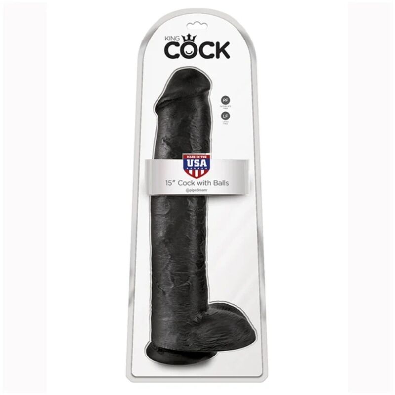 Dildo Realista com Testículos 38 cm Preto - Image 5