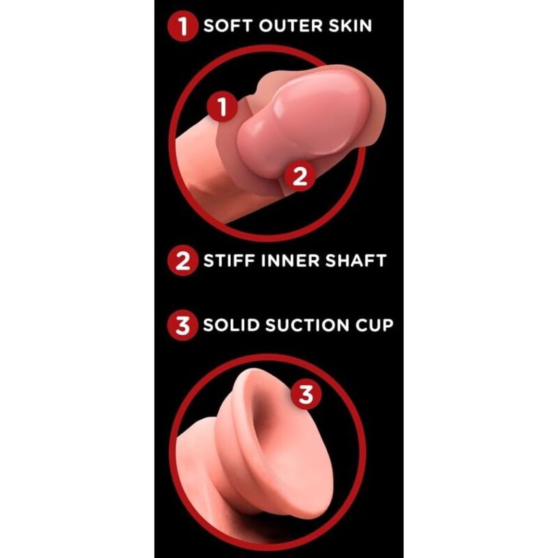 King Cock Plus - Dildo Realista de Tripla Densidade com Testículos Móveis 23 cm Cor de Carne - Image 5