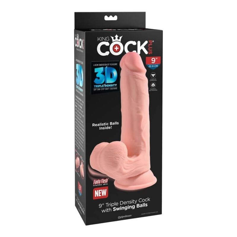 King Cock Plus - Dildo Realista de Tripla Densidade com Testículos Móveis 23 cm Cor de Carne - Image 6