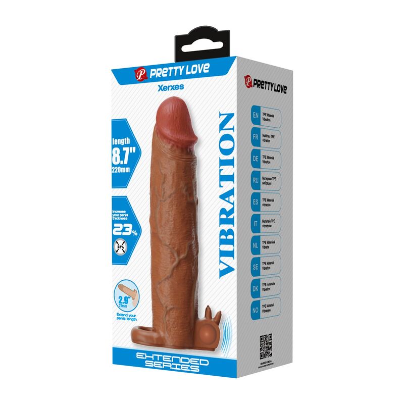 DILDOS – Pretty Love - Capa Vibratória Para Pênis Xerxes 22 Cm Ø 4,5 Cm Marrom - Image 8