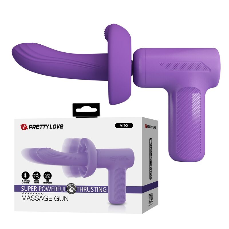 HIGH TECH – Pretty Love - Pistola De Massagem Com Impulso Vito 5 Modos Roxa