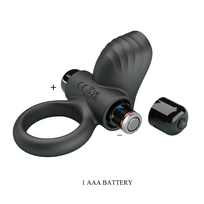 FOR HIM – Pretty Love - Anel Vibratório Para Pênis Adrien Com 10 Funções - Preto - Image 9