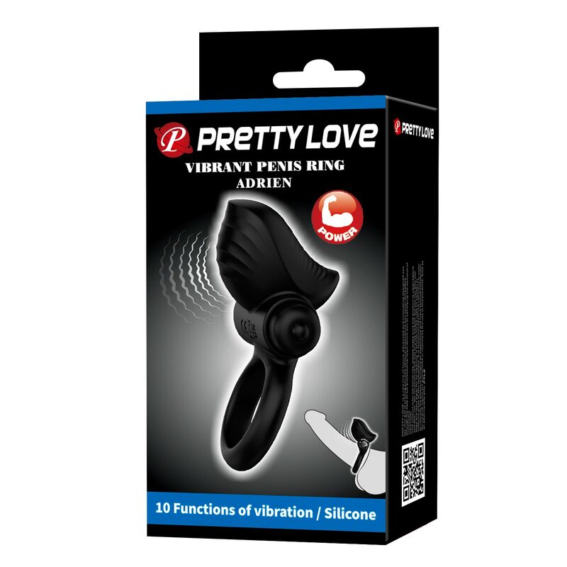 FOR HIM – Pretty Love - Anel Vibratório Para Pênis Adrien Com 10 Funções - Preto - Image 3