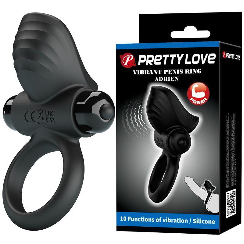 FOR HIM – Pretty Love - Anel Vibratório Para Pênis Adrien Com 10 Funções - Preto - Image 11