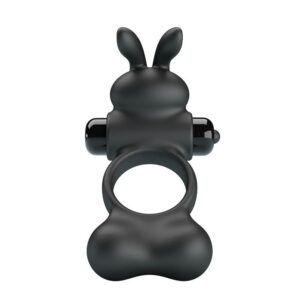 FOR HIM – Pretty Love - Anel Peniano Vibratório Com Estimulador De Coelhinho, 10 Funções, Preto