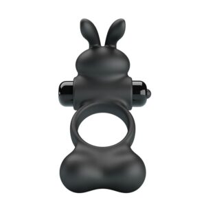 FOR HIM – Pretty Love - Anel Peniano Vibratório Com Estimulador De Coelhinho, 10 Funções, Preto