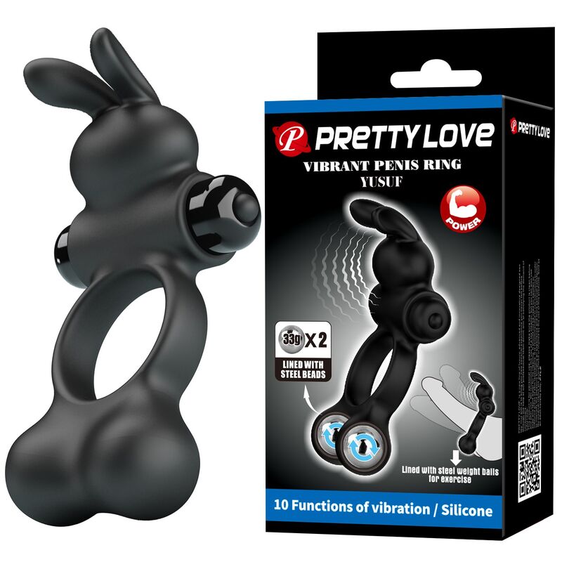 FOR HIM – Pretty Love - Anel Peniano Vibratório Com Estimulador De Coelhinho, 10 Funções, Preto - Image 11