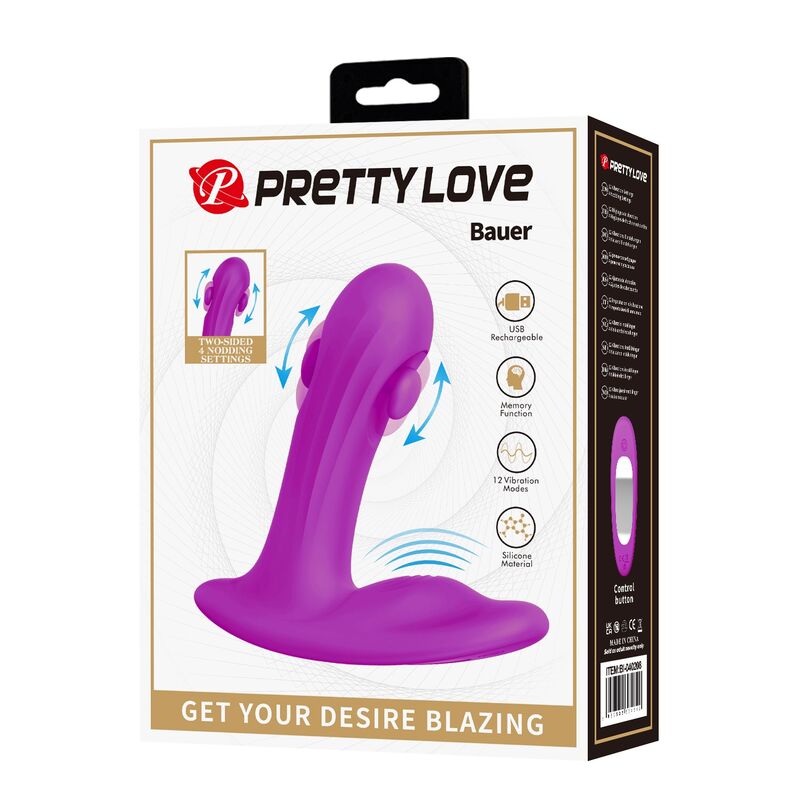 HIGH TECH – Pretty Love - Massageador De Próstata Recarregável Bauer Com 12 Modos - Roxo - Image 2