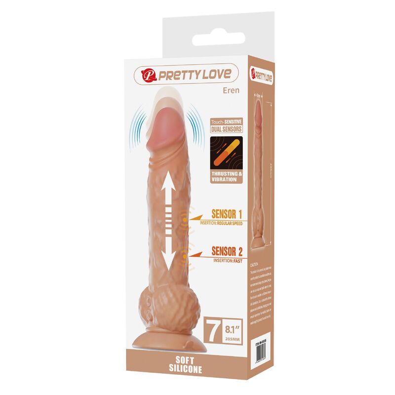 DILDOS – Pretty Love - Eren Dildo Vibratório Com Empurração 20,5 Cm Ø 4,5 Cm Natural - Image 3