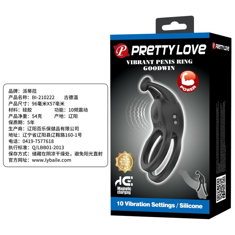 FOR HIM – Pretty Love - Anel Peniano Vibratório Duplo Recarregável Goodwin Preto - Image 15