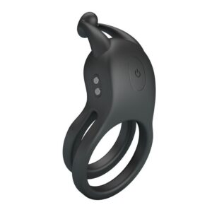 FOR HIM – Pretty Love - Anel Peniano Vibratório Duplo Recarregável Goodwin Preto